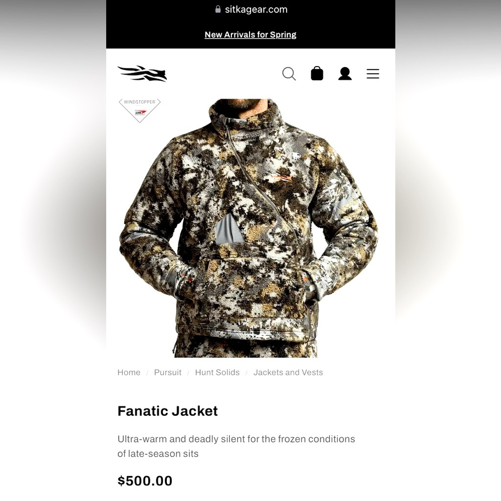 Sitka Fanatic Jacket - Men's Hunting Jacket in Optifade Elevated II - Picture 7 of 11